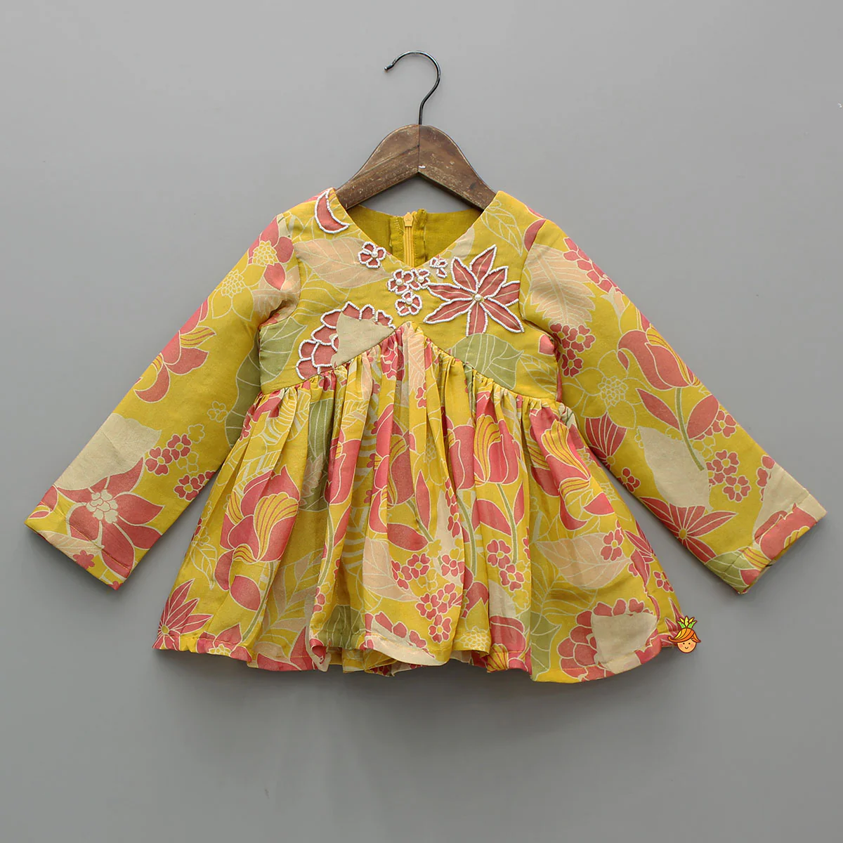 Floral Peplum Top With off White Palazzo - Image 3