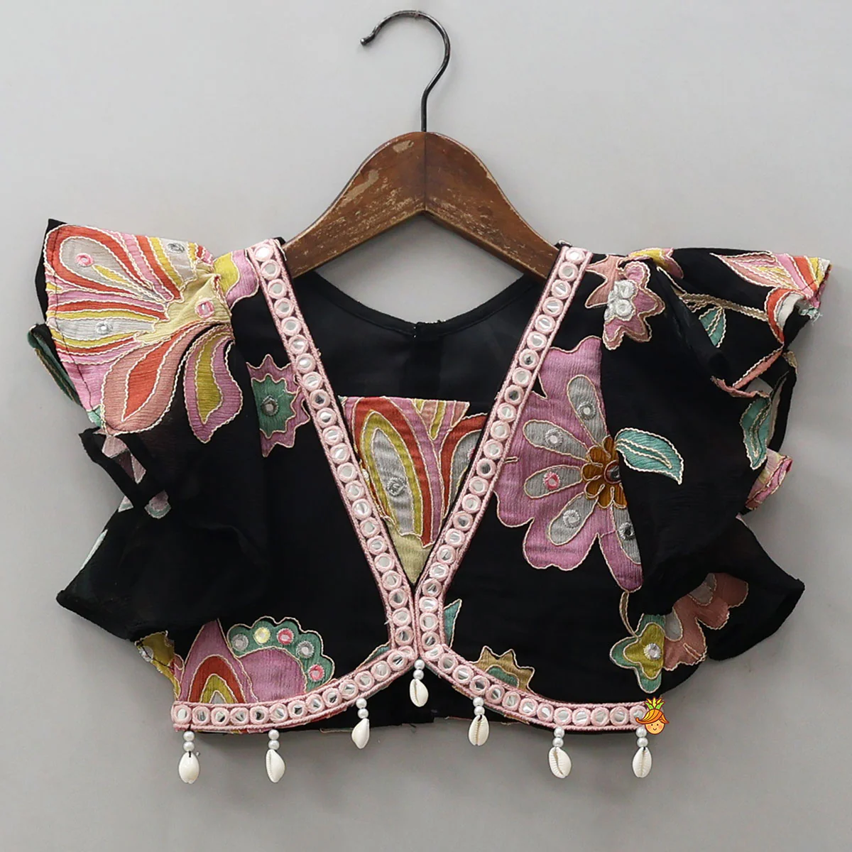 Floral Printed And Embroidered Top With Matching Lehenga And Organza Dupatta - Image 4