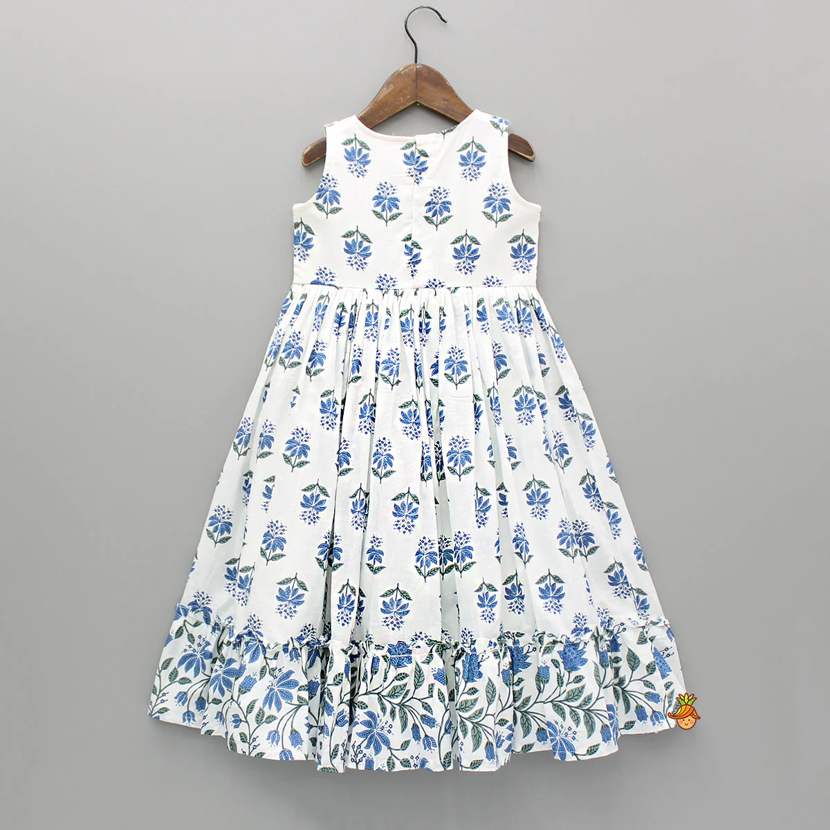 Floral Printed Blue Flared Kurti - Image 2