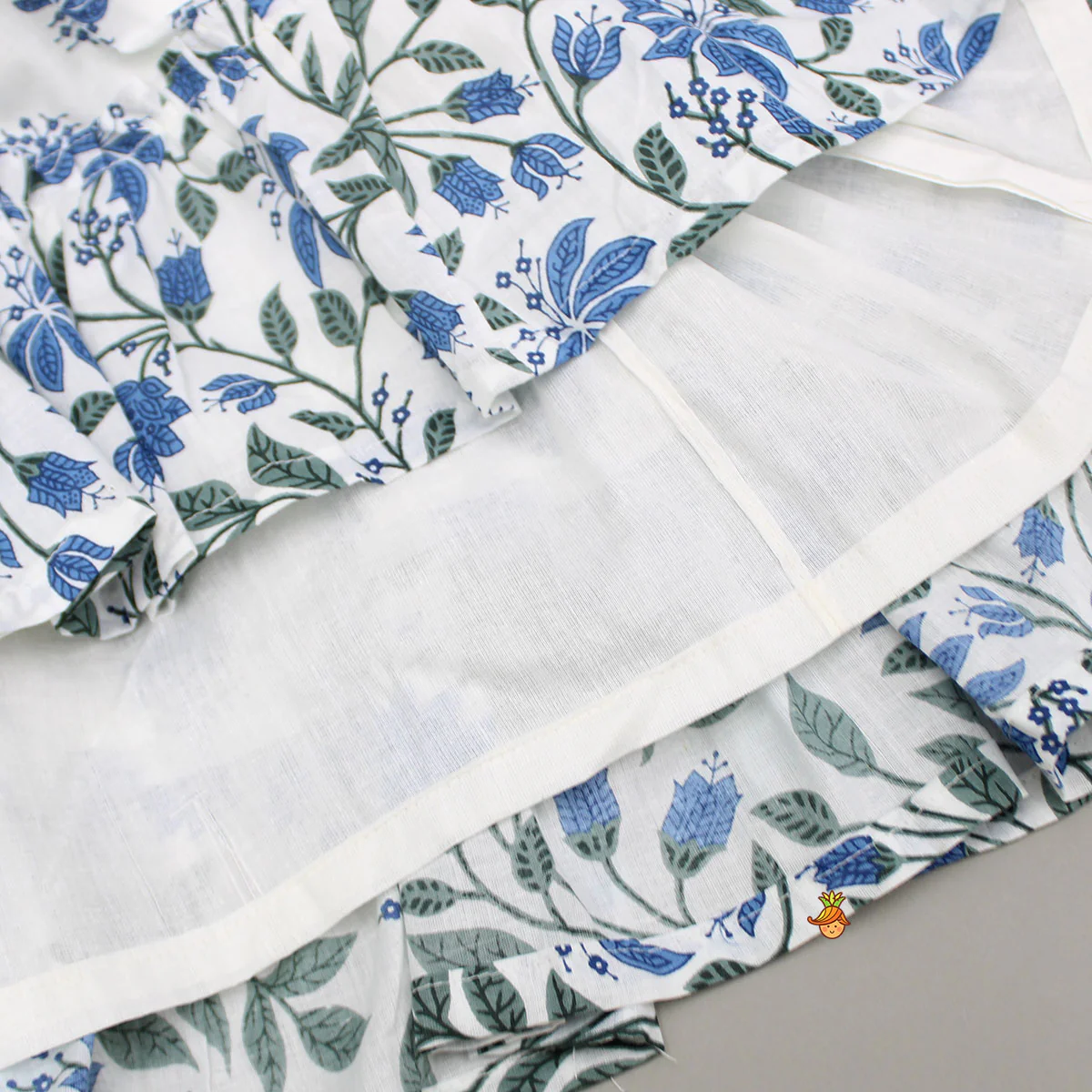 Floral Printed Blue Flared Kurti - Image 4