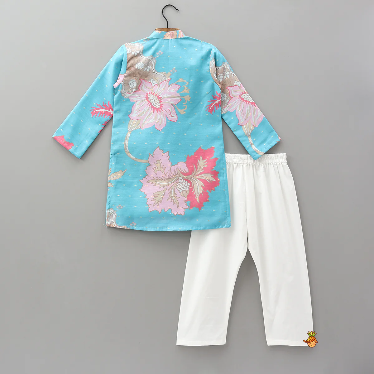 Floral Printed Booti Work Kurta With Pyjama - Image 2