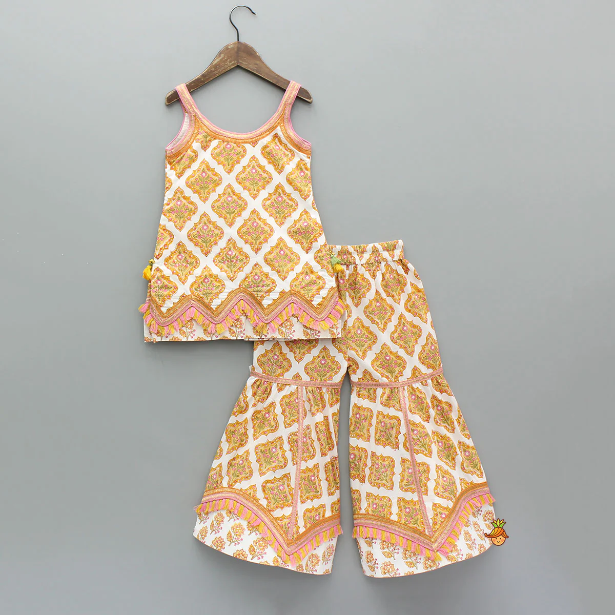 Floral Printed Cotton Kurti With Matching Sharara - Image 2