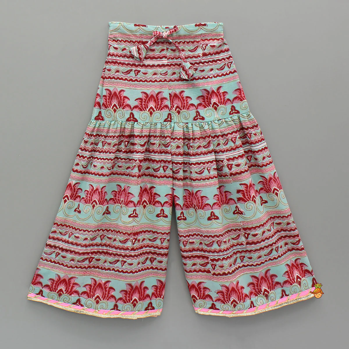 Floral Printed Cotton Kurti With Matching Sharara And Dupatta - Image 5