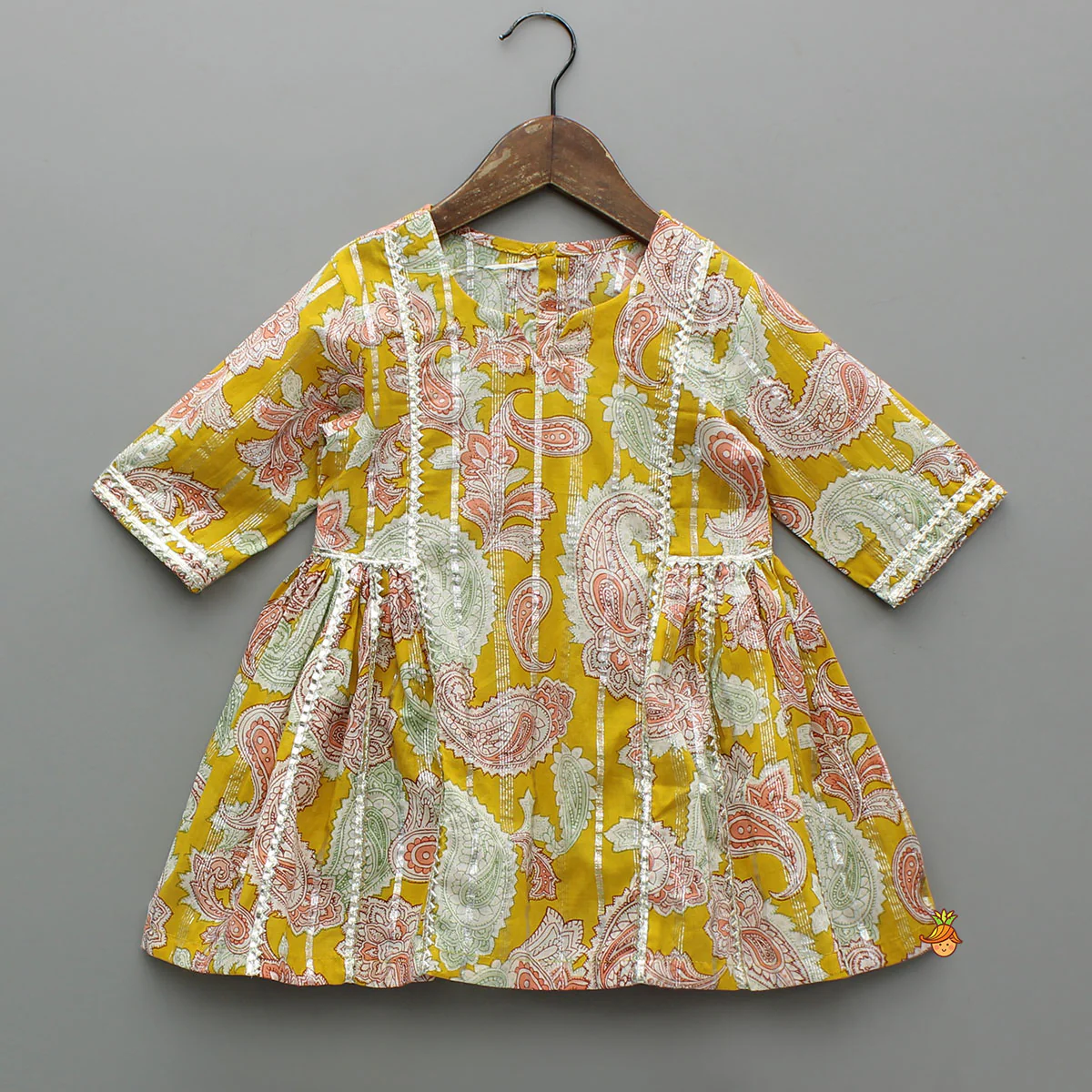 Floral Printed Cotton Lace Detailed Kurti With Sharara And Dupatta - Image 4