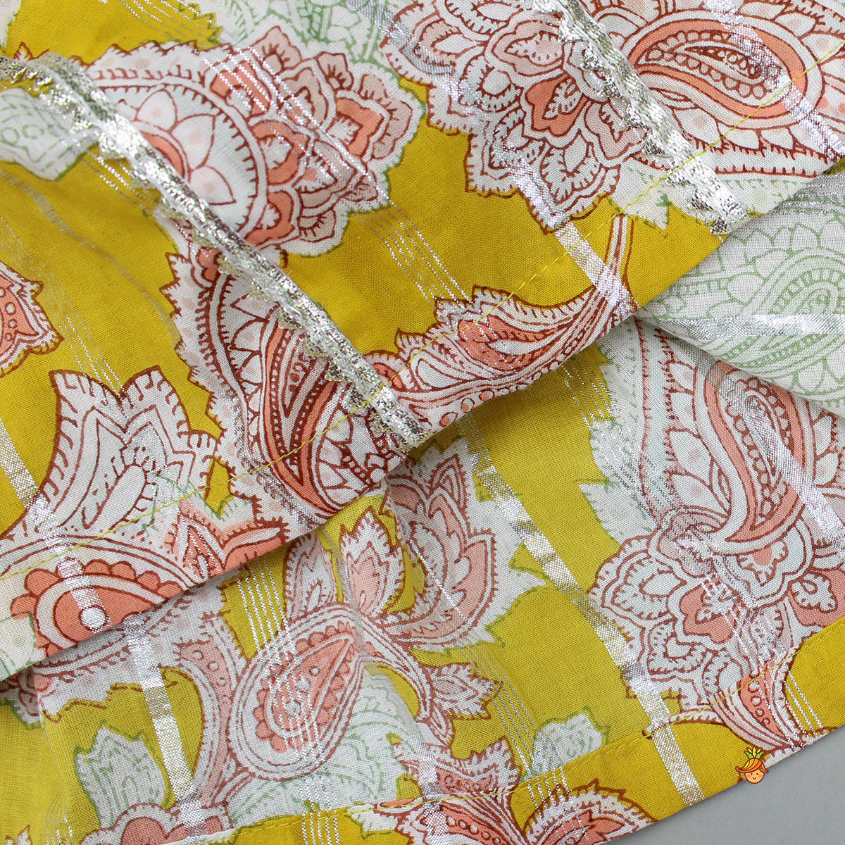 Floral Printed Cotton Lace Detailed Kurti With Sharara And Dupatta - Image 6