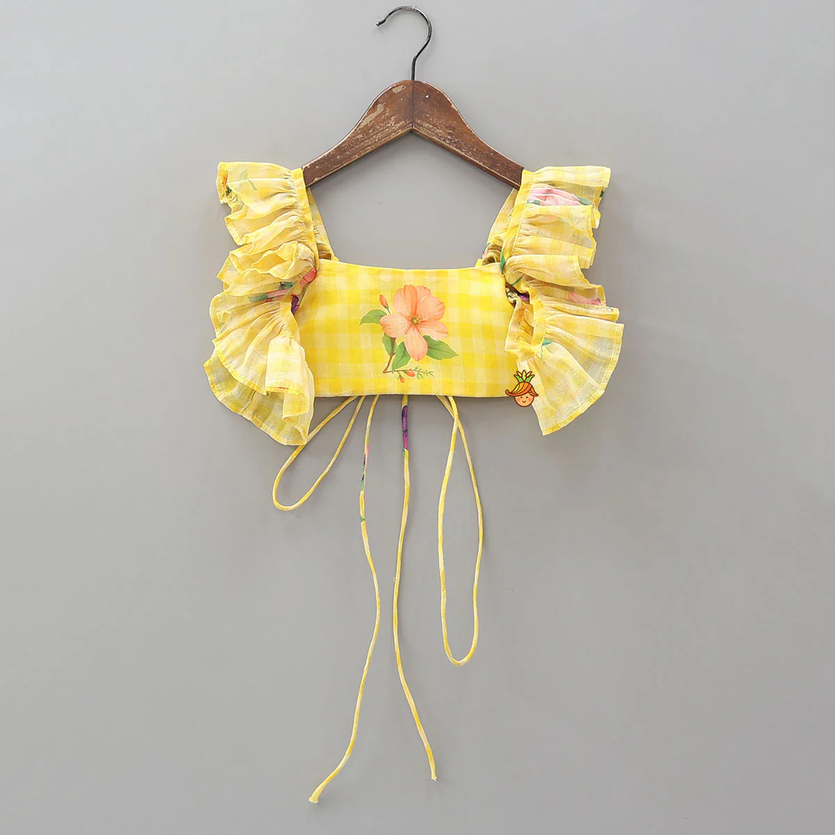 Floral Printed Criss Cross Knot Detail Crop Top And High Low Skirt With Hairband - Image 4