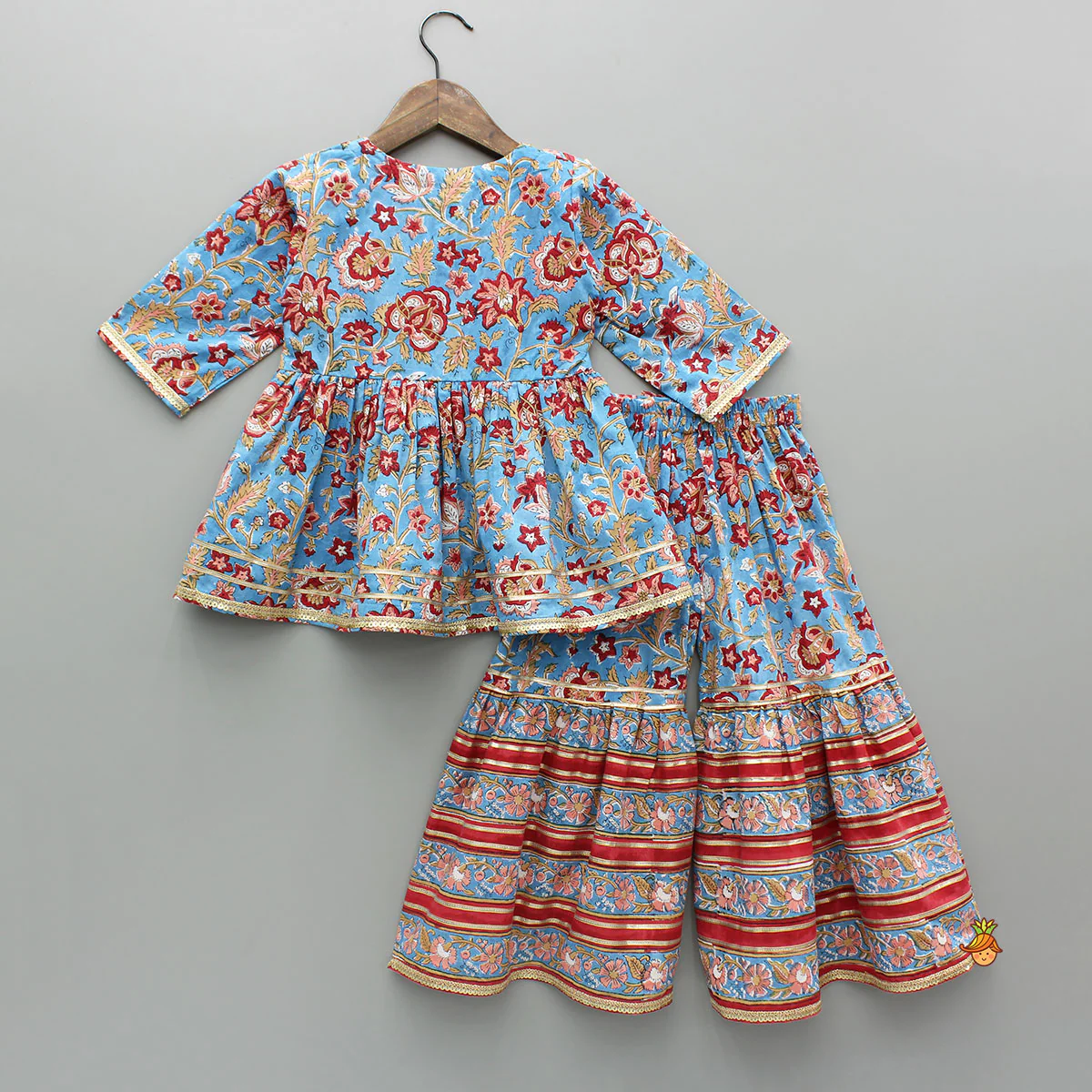 Floral Printed Embellished Top With Sharara And Dupatta - Image 2