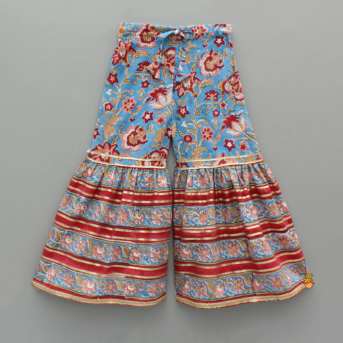 Floral Printed Embellished Top With Sharara And Dupatta - Image 5
