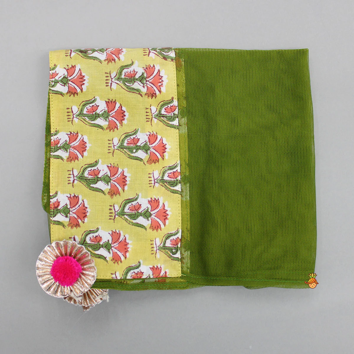 Floral Printed Flared Top And Tiered Sharara With Green Dupatta - Image 7