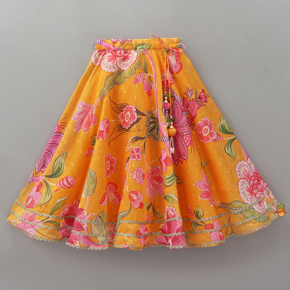 Floral Printed Halter Neck Crop Top And Lehenga - Image 4