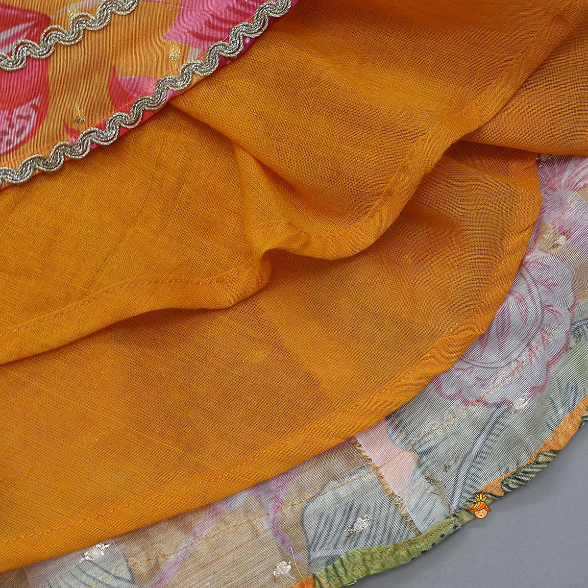 Floral Printed Halter Neck Crop Top And Lehenga - Image 6