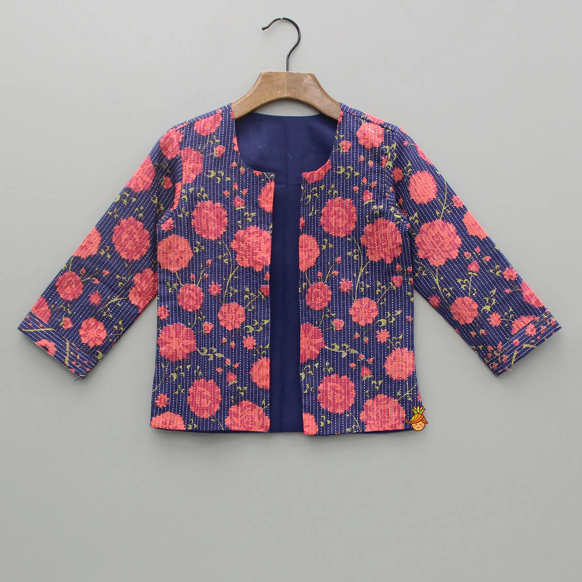 Floral Printed Kurta And Front Open Jacket With Pyjama - Image 6