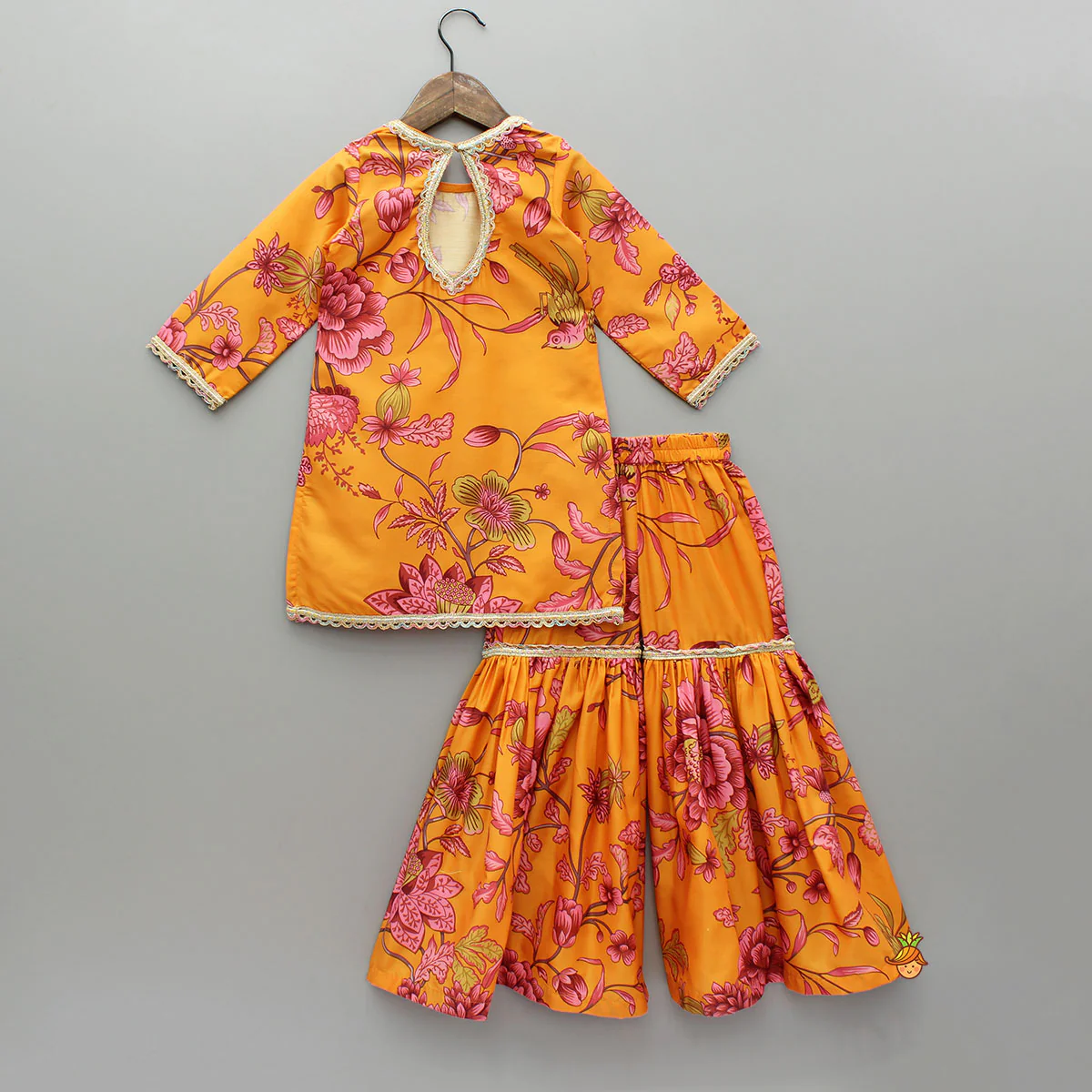 Floral Printed Kurti And Sharara With Dupatta - Image 2
