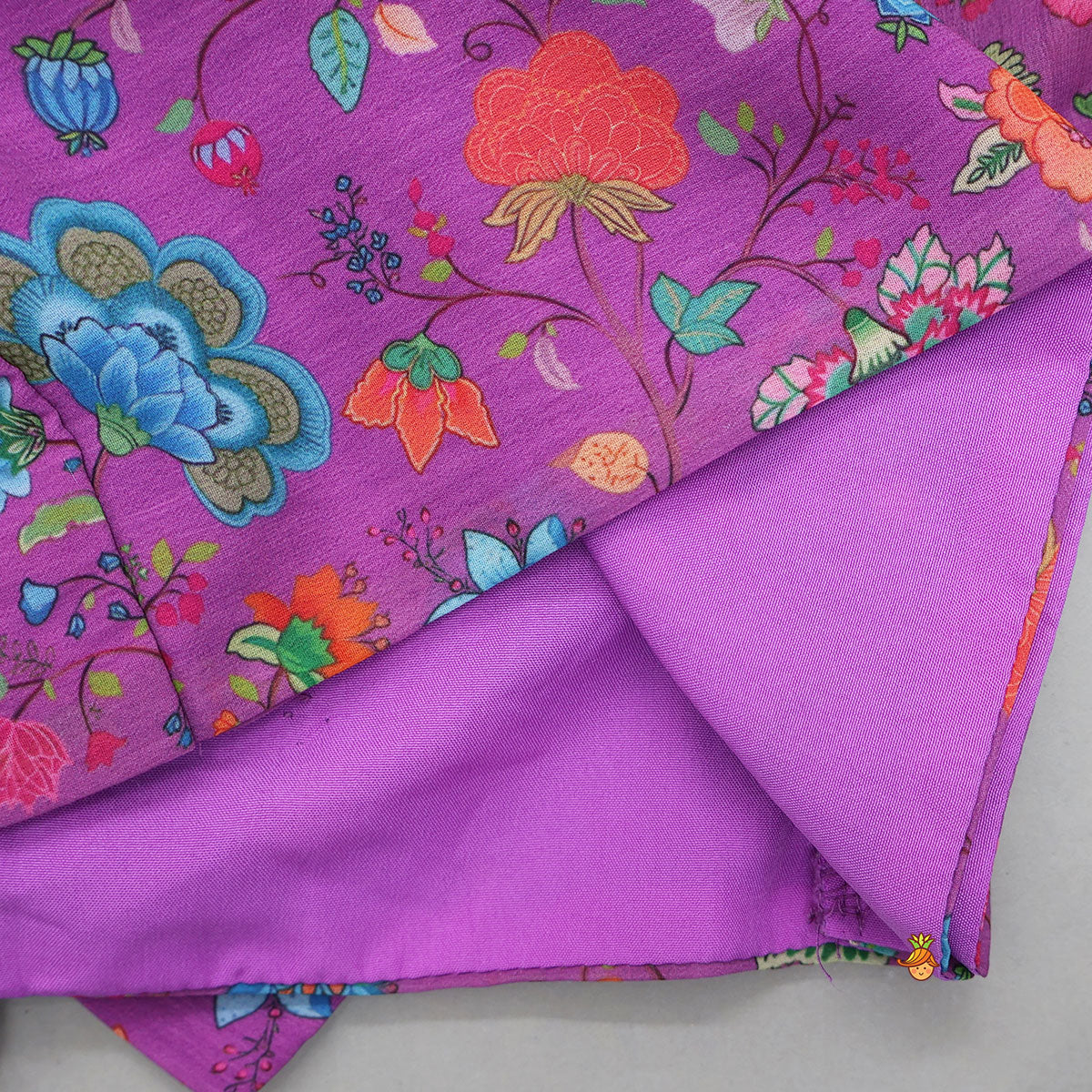Floral Printed Lace Detailed Purple Top And Lehenga With Dupatta - Image 6