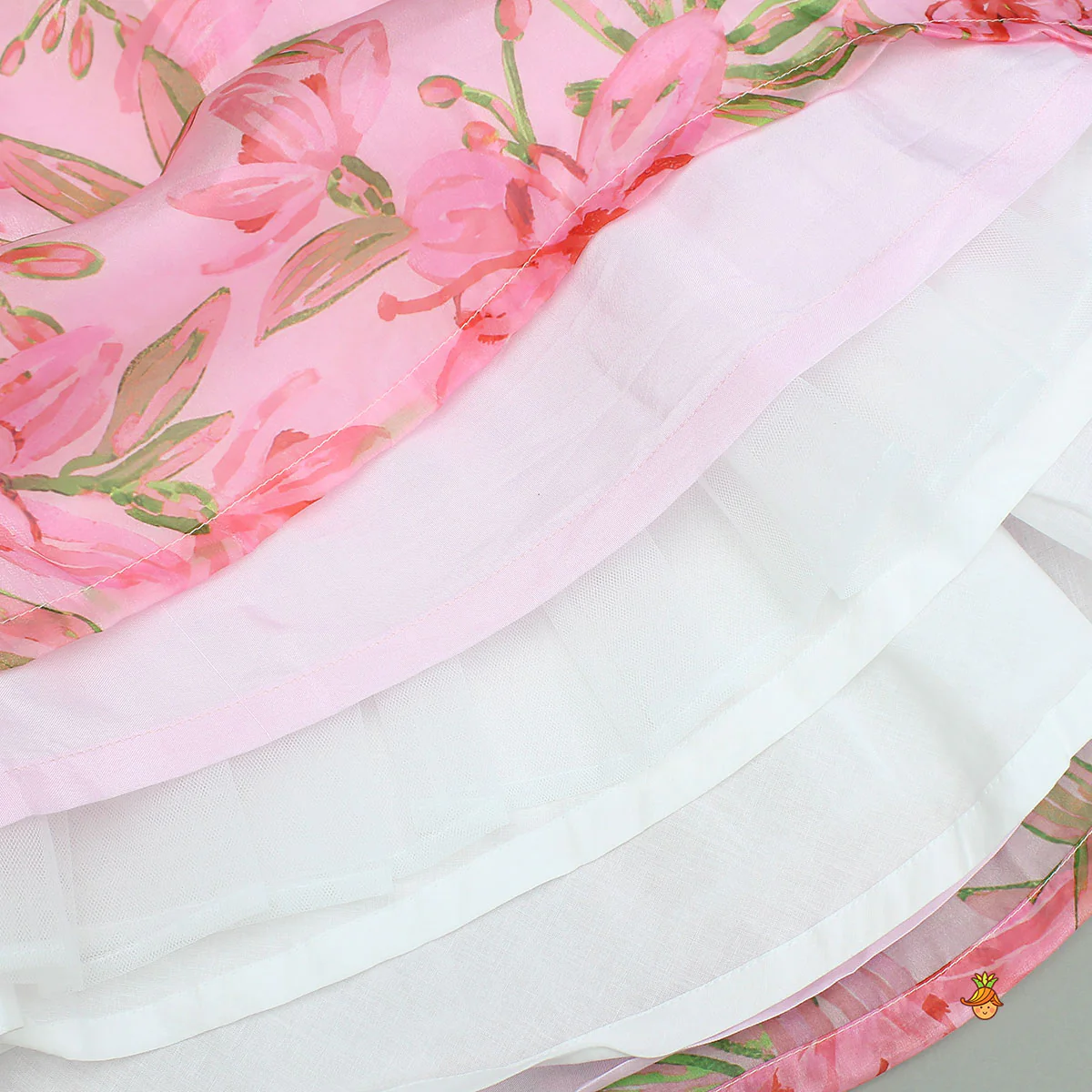Floral Printed Lace Work Top With Matching Lehenga And Net Dupatta - Image 7