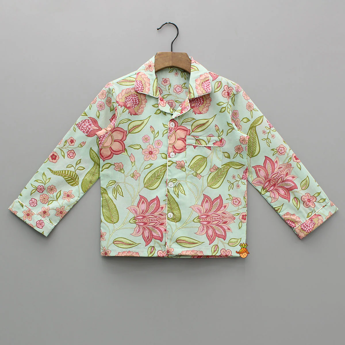Floral Printed Notch Collar Top And Pyjama - Image 3