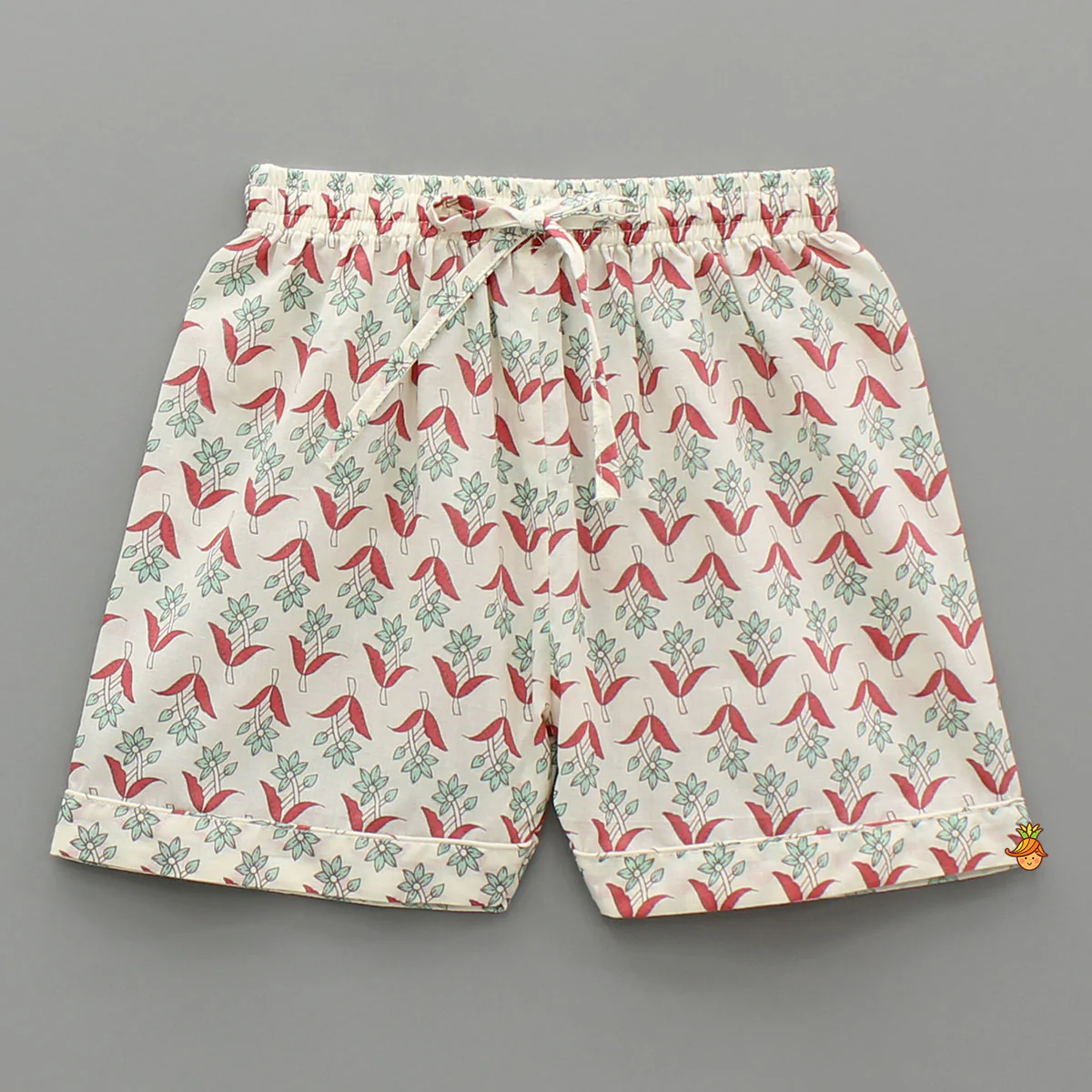 Floral Printed Notch Collar Top And Shorts - Image 4