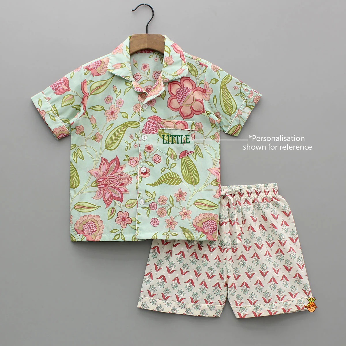 Floral Printed Notch Collar Top And Shorts - Image 6