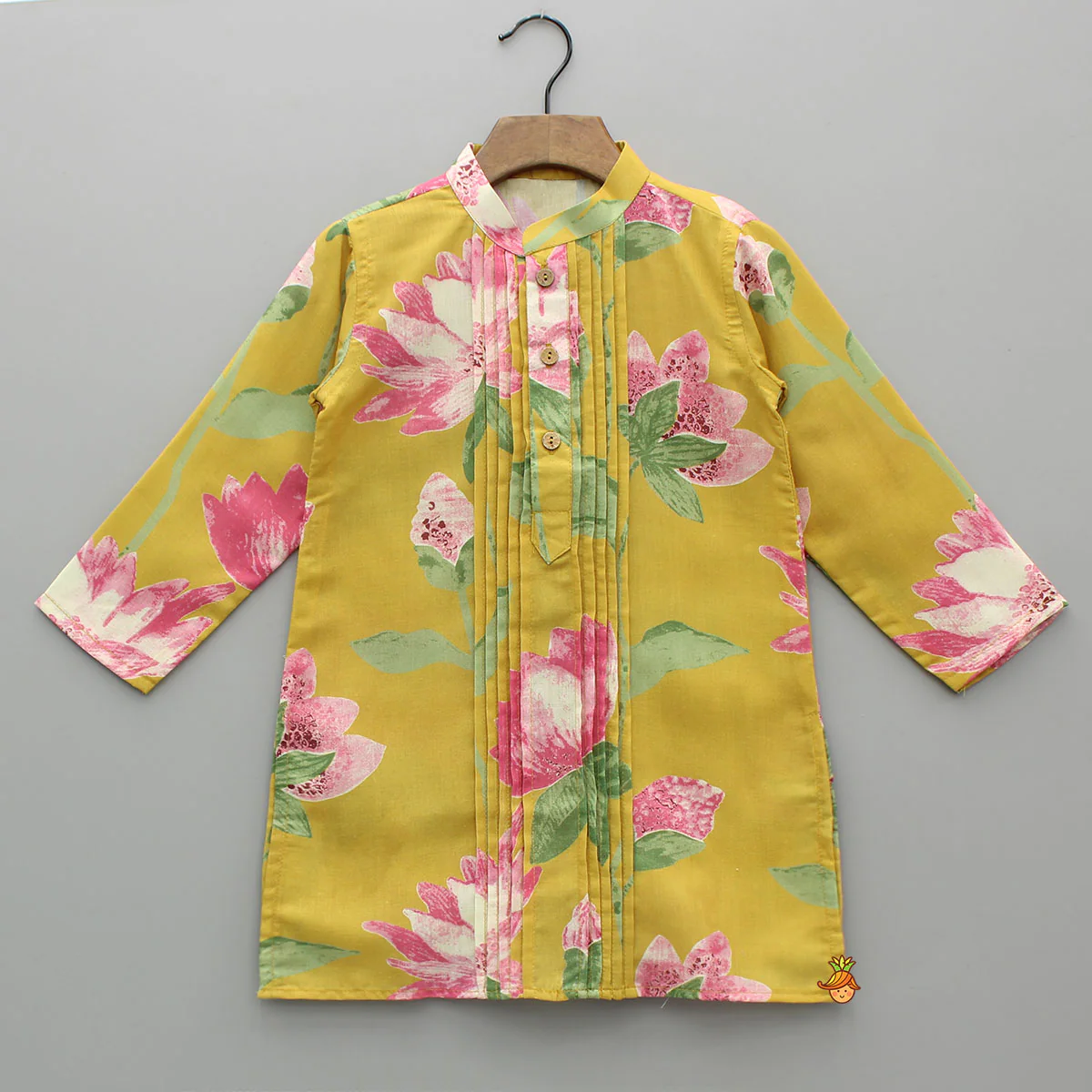 Floral Printed Pin Tuck Detailed Kurta With Pyjama - Image 3