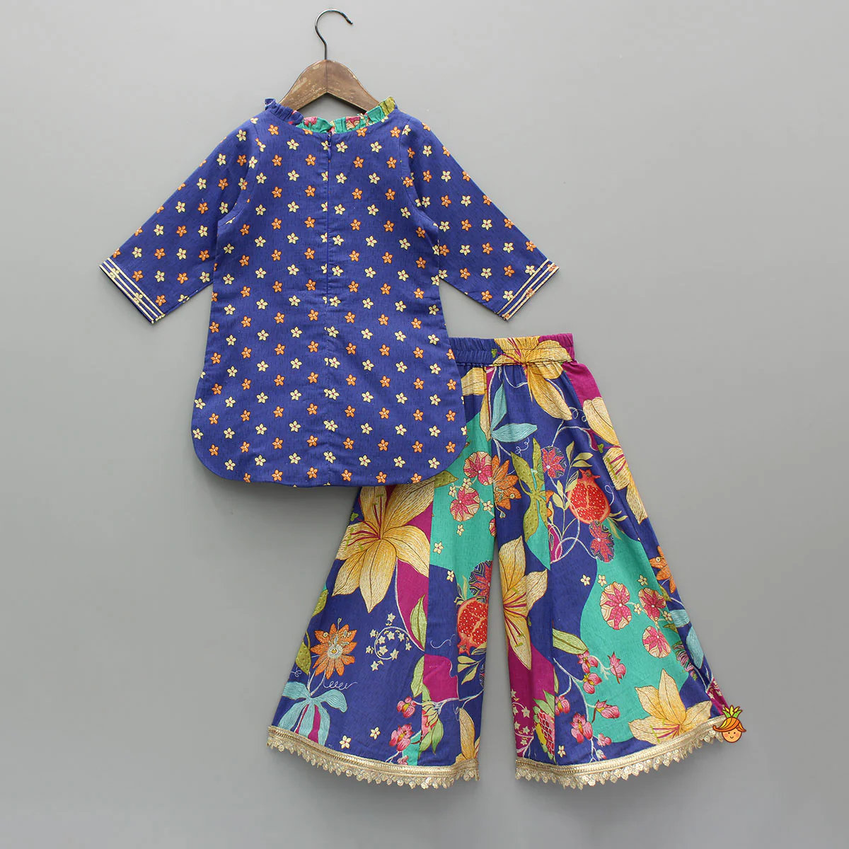 Floral Printed Ruffle Detailed Kurti And Flared Palazzo - Image 2