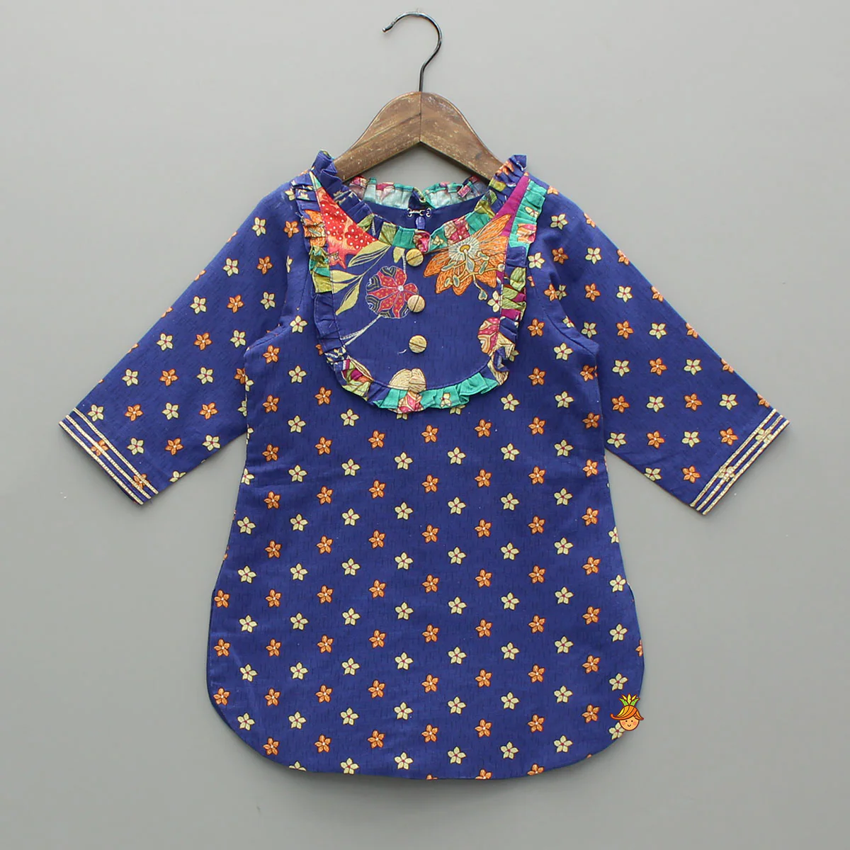 Floral Printed Ruffle Detailed Kurti And Flared Palazzo - Image 3