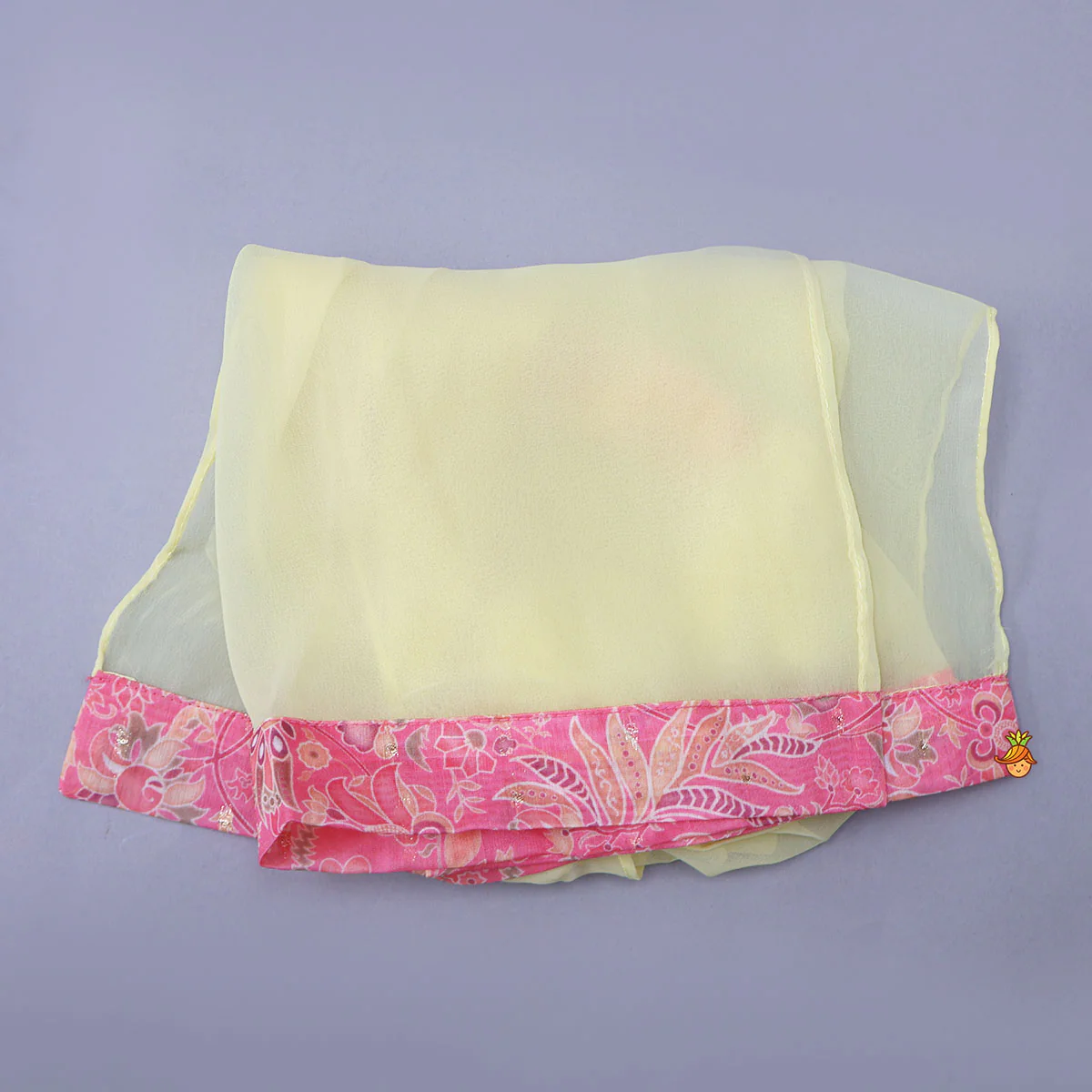 Floral Printed Scalloped Crop Top And Flared Palazzo With Contrasting Dupatta - Image 7