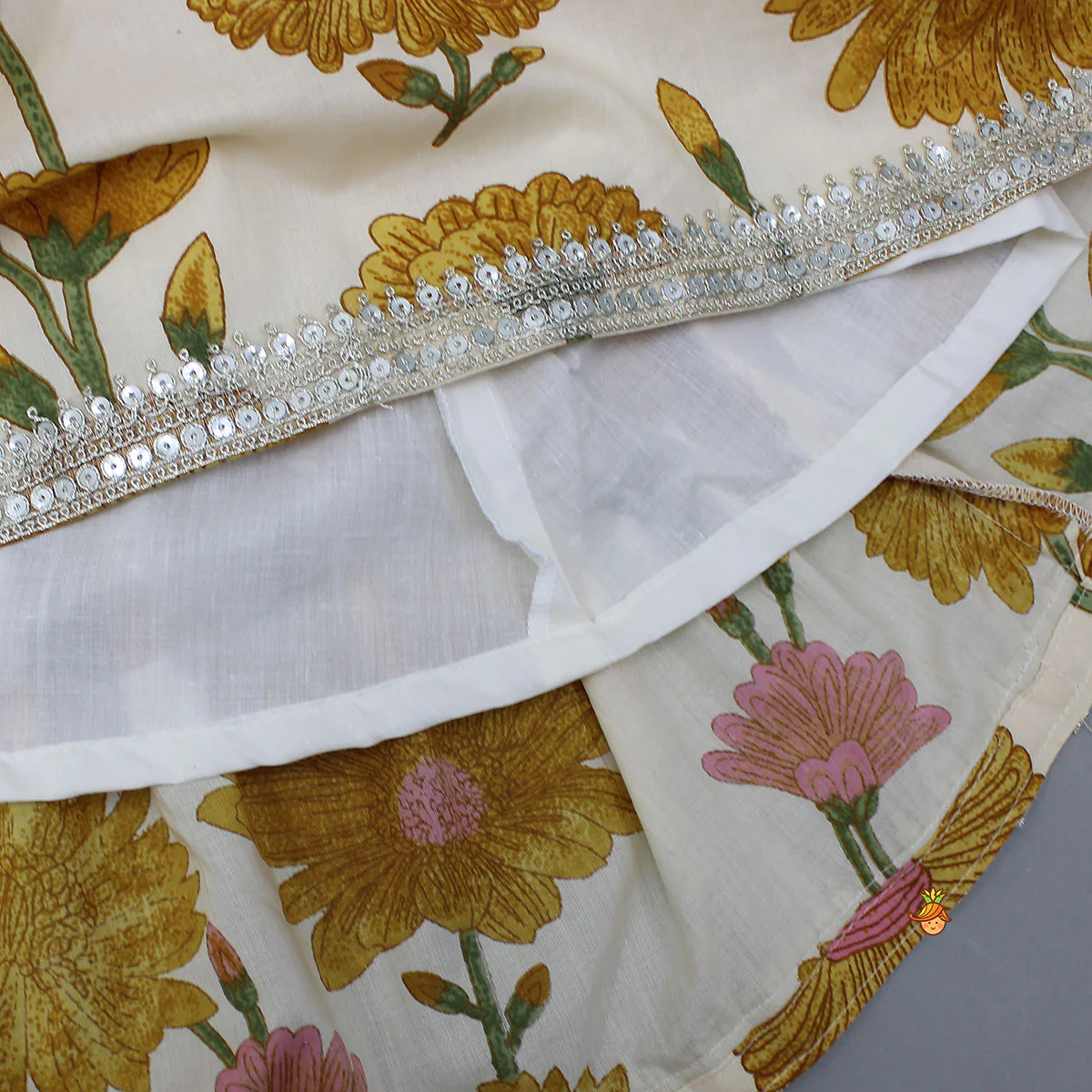 Floral Printed Sleeveless Ruffled Top With Matching Lehenga - Image 6