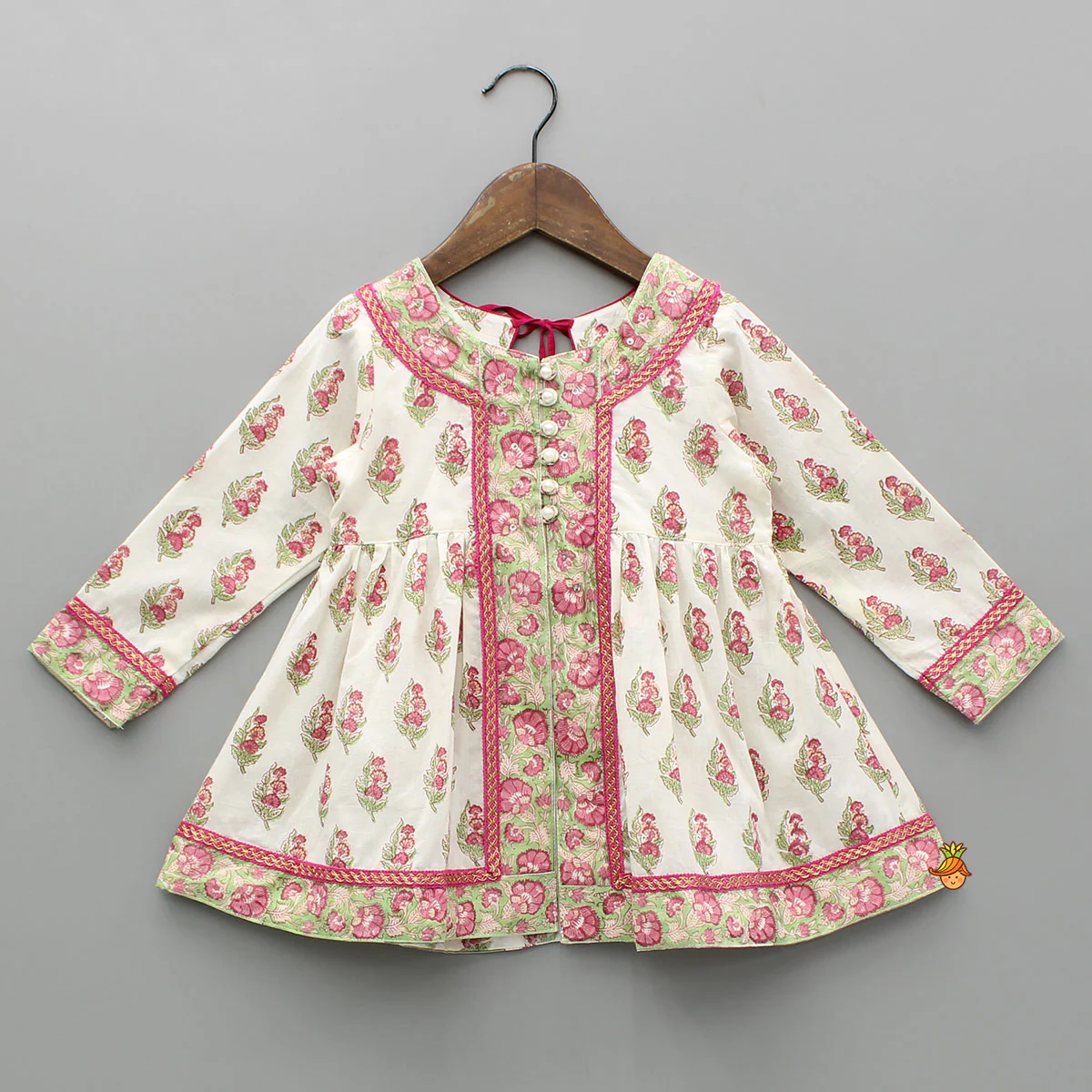 Floral Printed Stylish Front Cut Kurti And Lehenga - Image 3