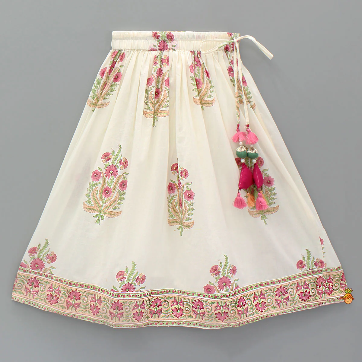 Floral Printed Stylish Front Cut Kurti And Lehenga - Image 4