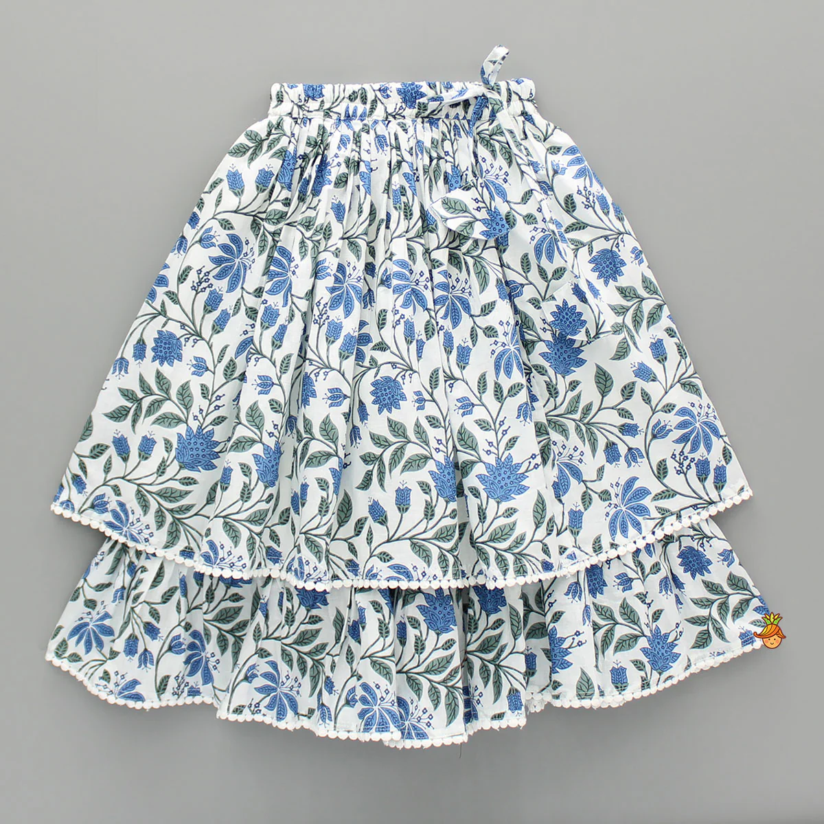 Floral Printed Top And Layered Lehenga - Image 4