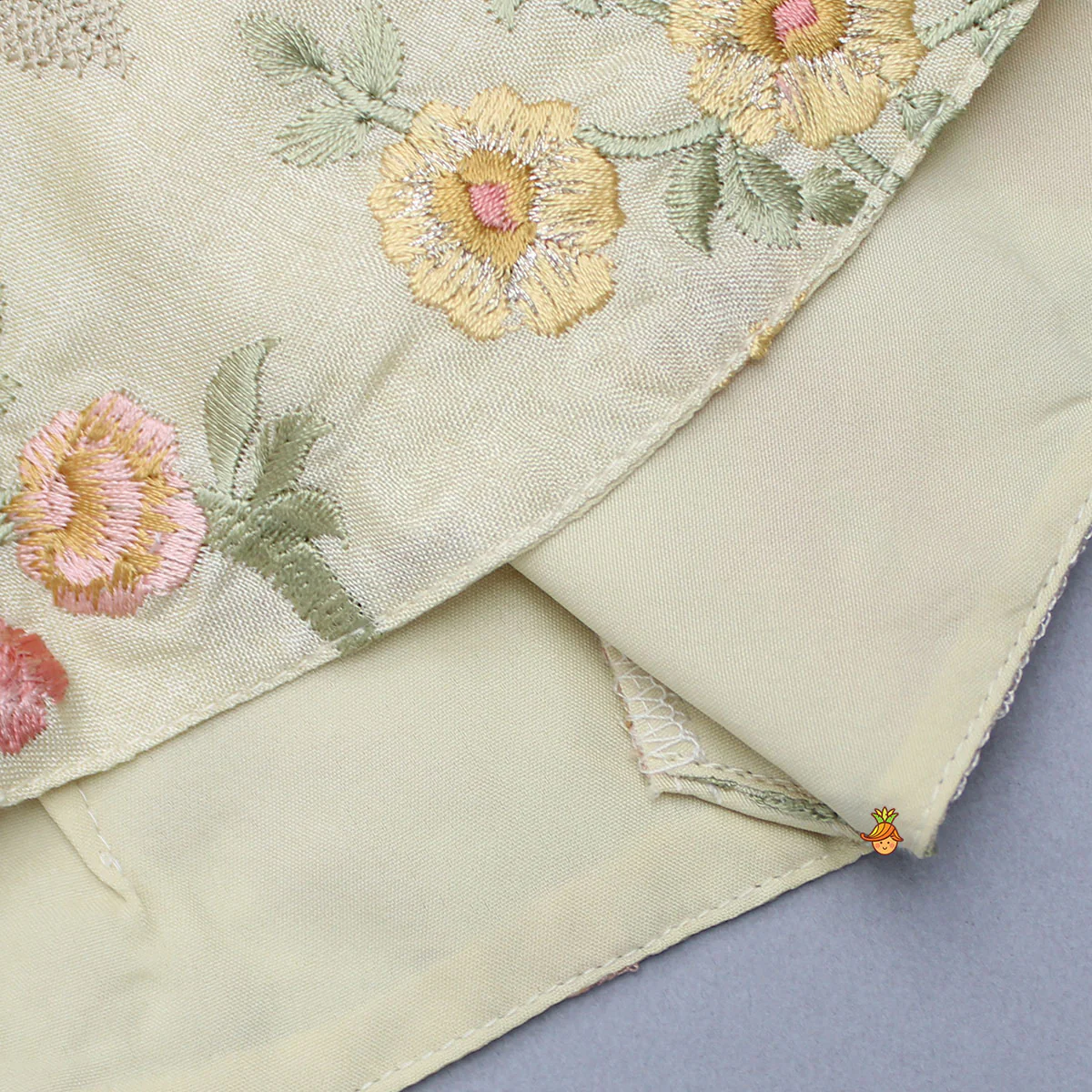 Floral Thread Embroidered Halter Neck Top And Peach Lehenga - Image 5