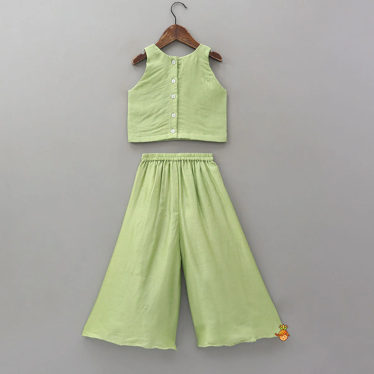 Floral Thread Embroidered Sleeveless Crop Top And Flared Palazzo - Image 2