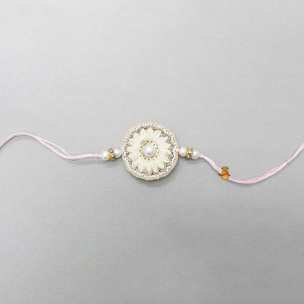 Flower Design Hand Embroidered Rakhi - Image 3
