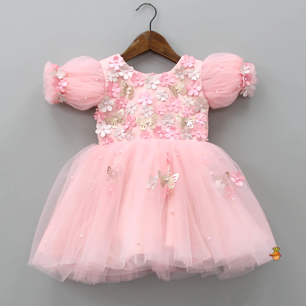 Flower Enhanced Butterfly Wings Dress With Head Band - Image 3