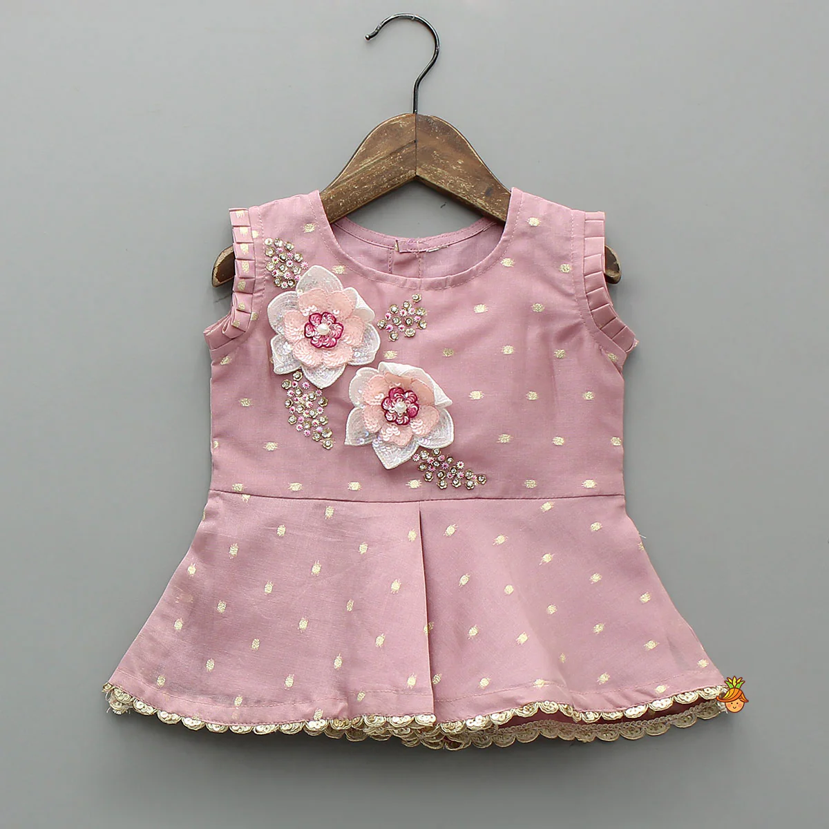 Flower Enhanced Kurti And Flared Palazzo - Image 3