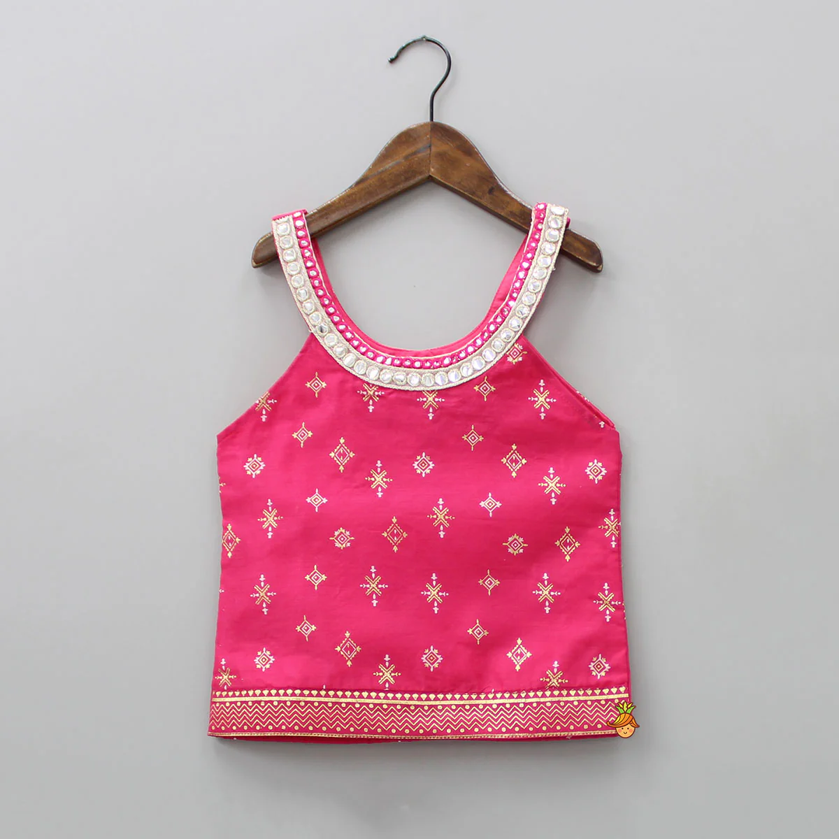Foil Printed And Abhla Work Stylish Top With Box Pleated Palazzo - Image 3