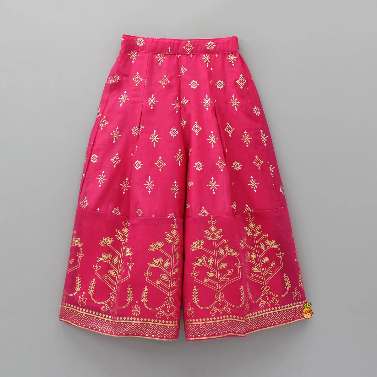 Foil Printed And Abhla Work Stylish Top With Box Pleated Palazzo - Image 4