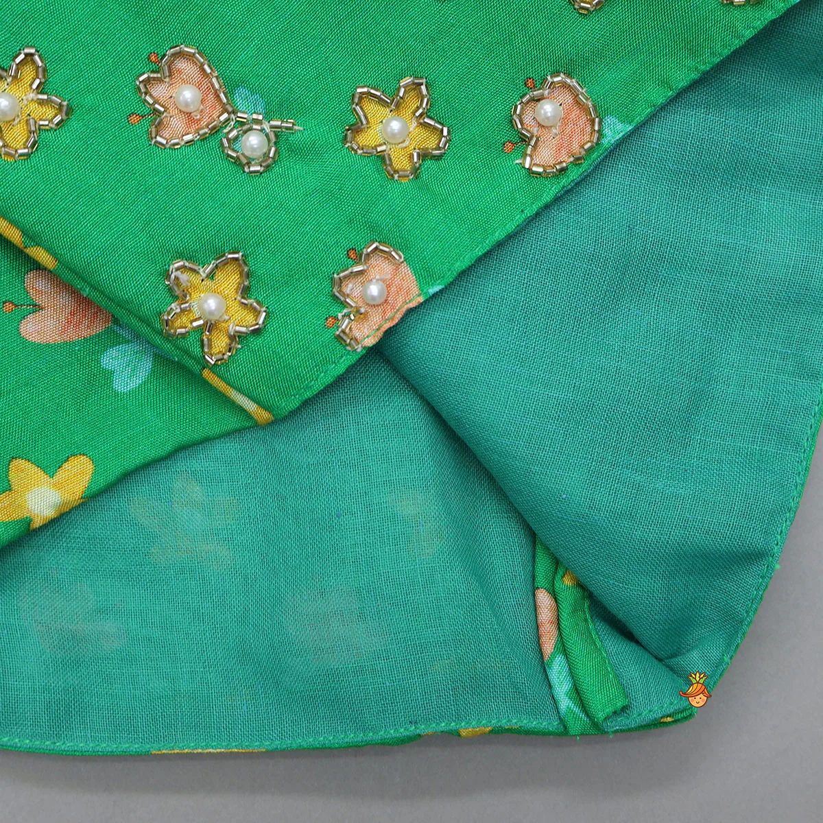 Frilled Neckline Crop Top And Lehenga With Matching Net Dupatta - Image 6