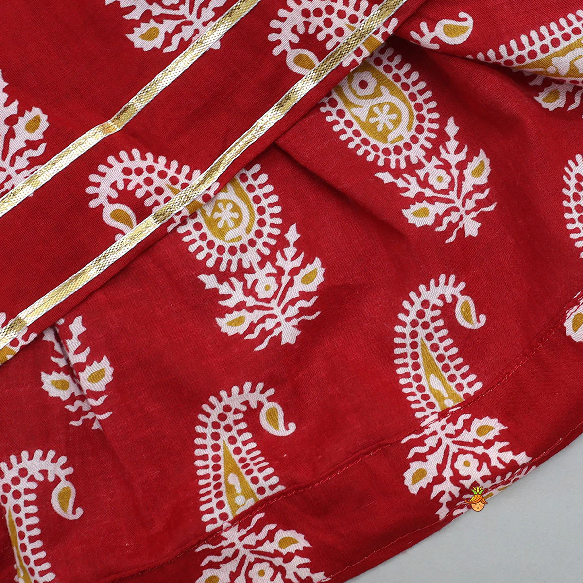 Frilled Sleeves Printed Kurti And Dhoti With Matching Dupatta - Image 6