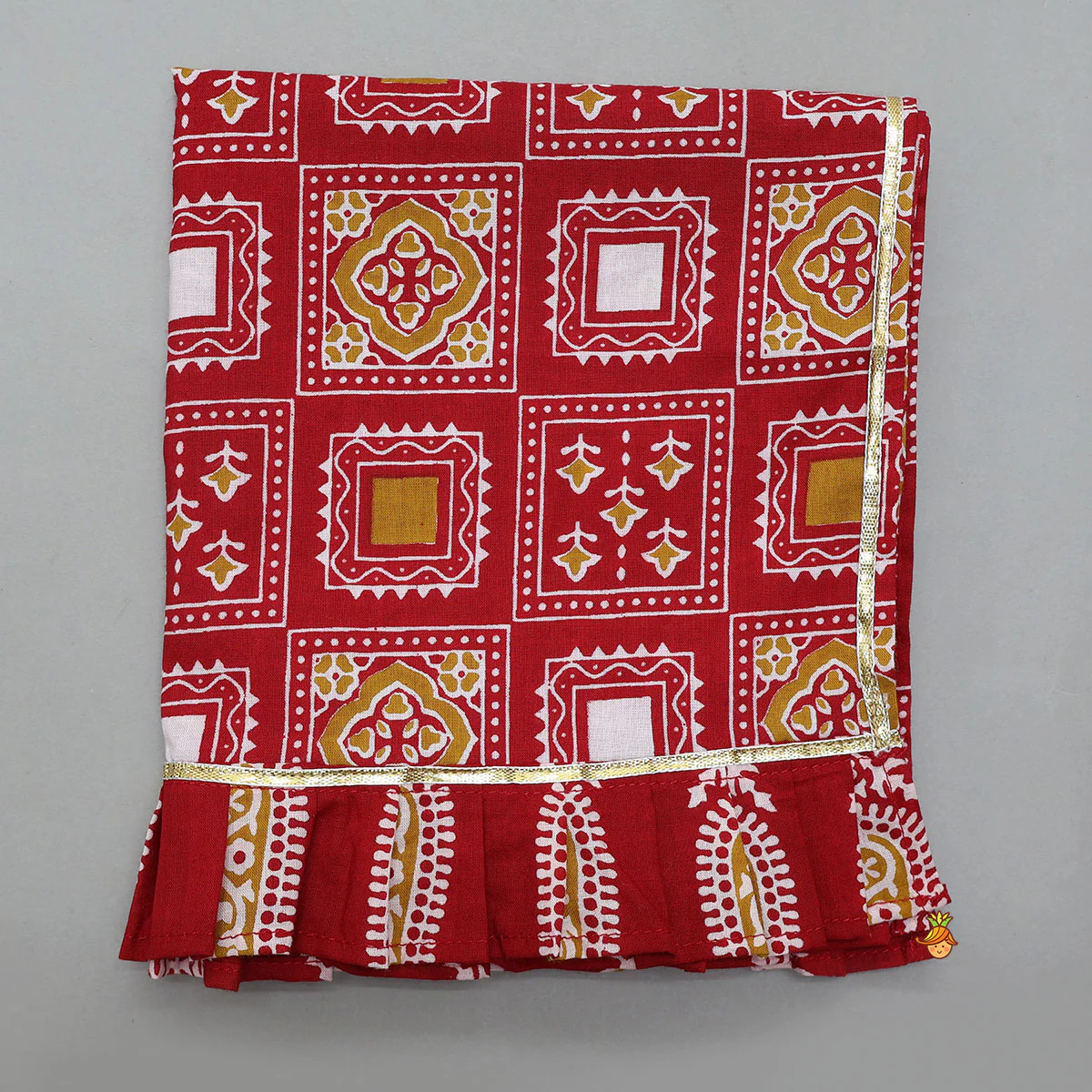 Frilled Sleeves Printed Kurti And Dhoti With Matching Dupatta - Image 7