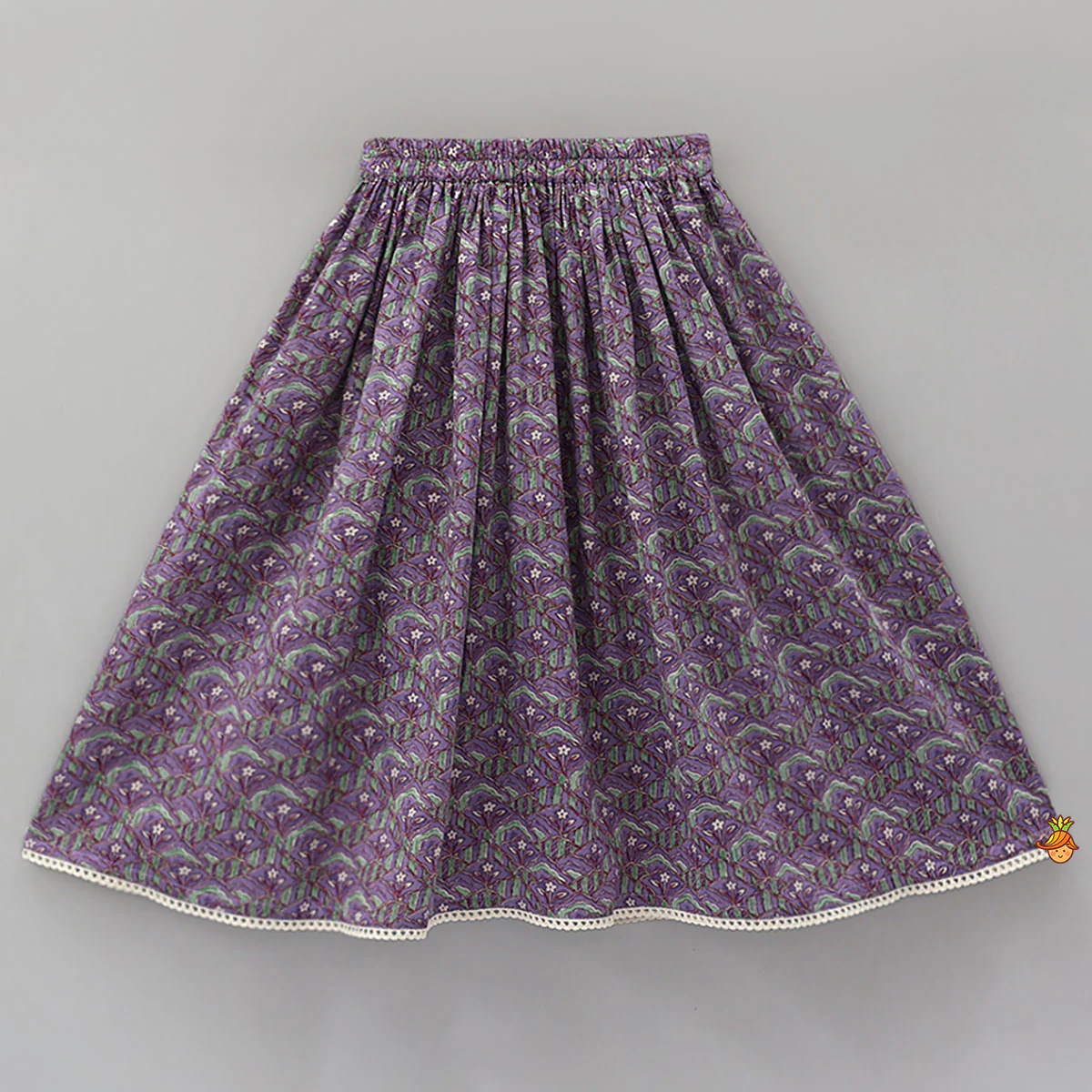 Frilly Sleeves Detailed Cotton Top And Lehenga - Image 4