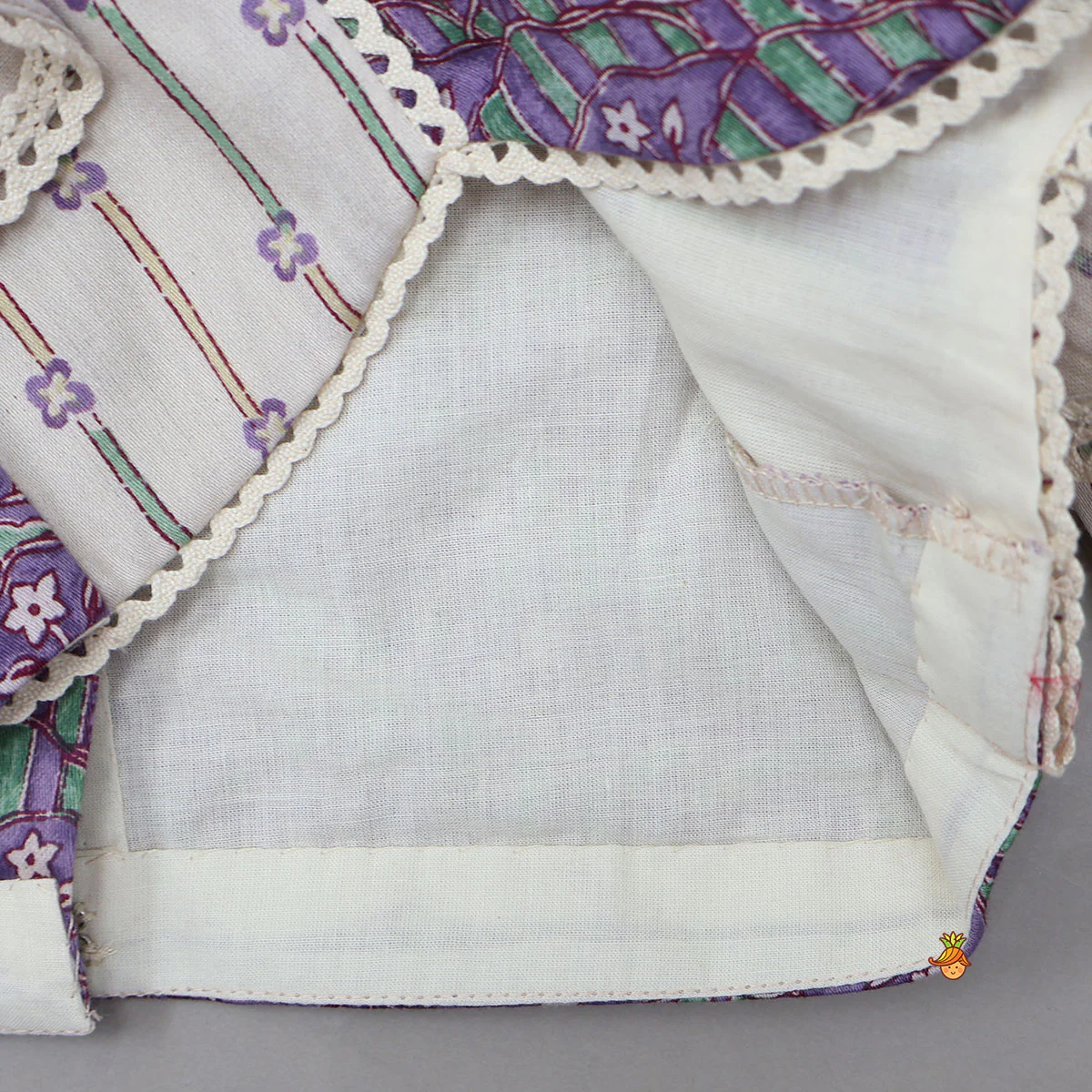 Frilly Sleeves Detailed Cotton Top And Lehenga - Image 5