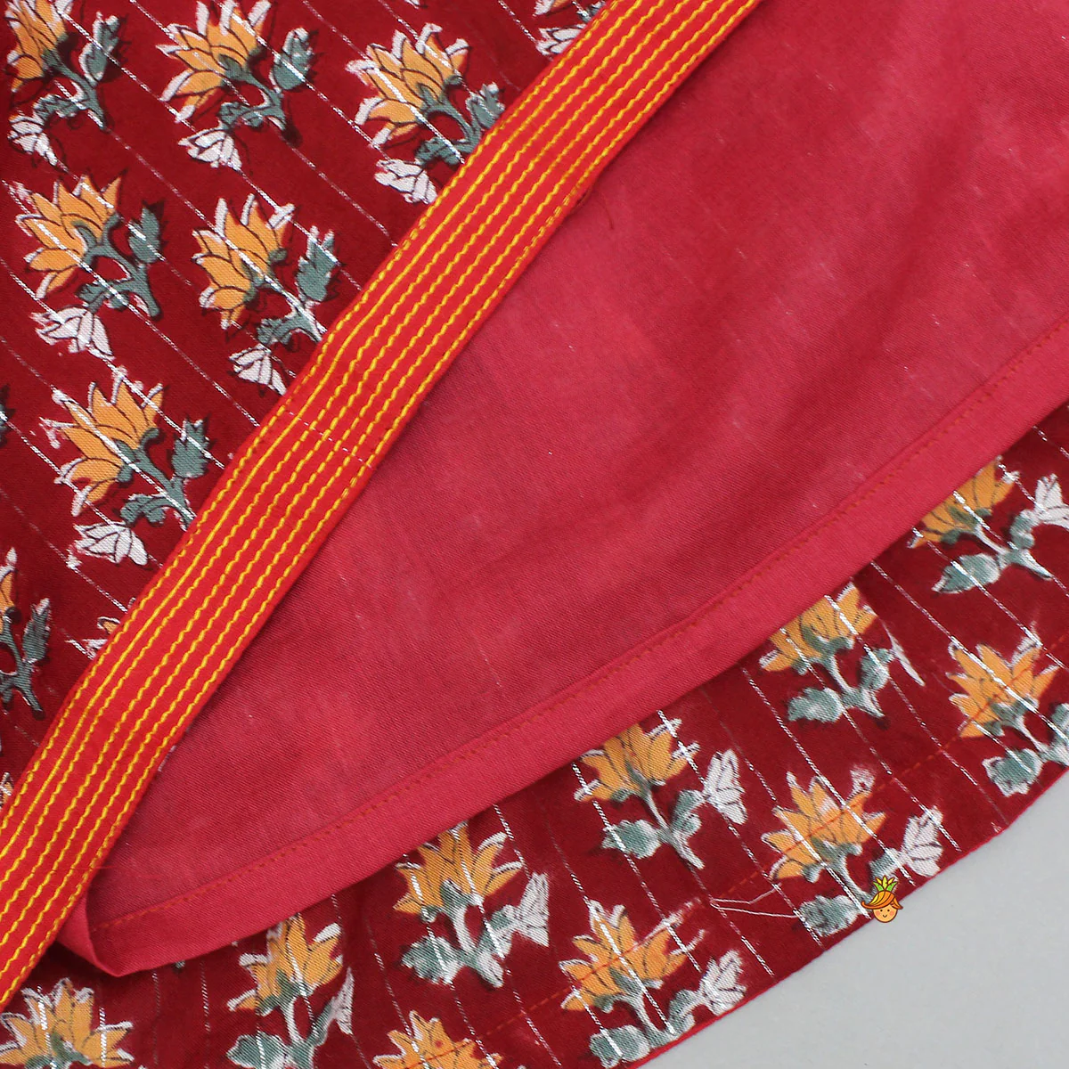 Fringes Tassels Detail Layered Jacket Style Red Kurti - Image 4