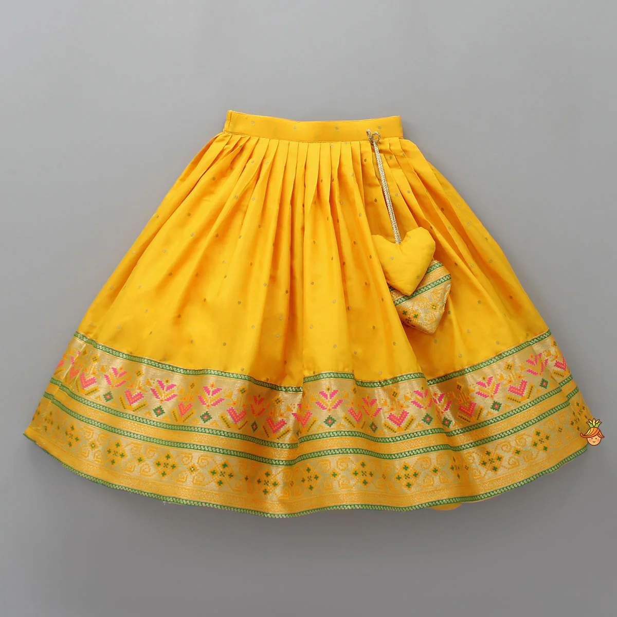 Front Open Brocade Mustard Top And Lehenga - Image 4
