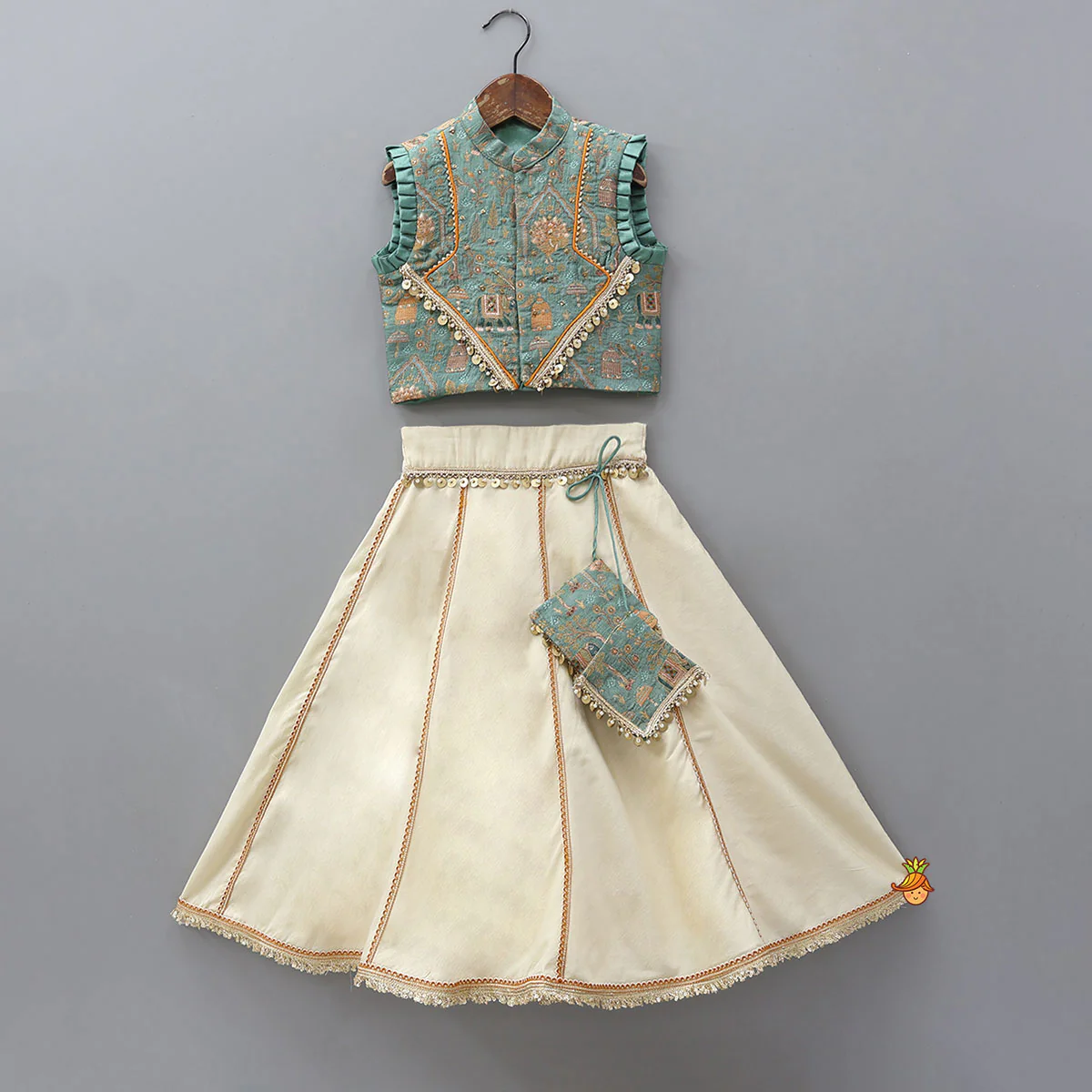 Front-Open Brocade Top And Lehenga - Image 2