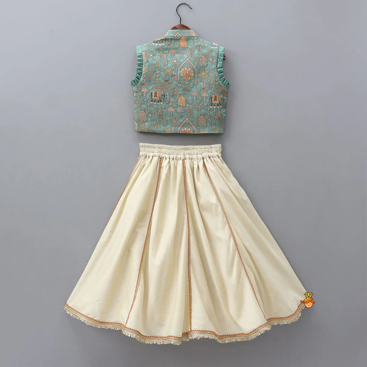 Front-Open Brocade Top And Lehenga - Image 3