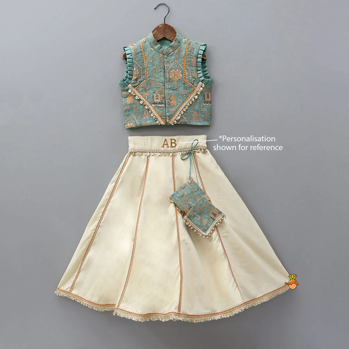 Front-Open Brocade Top And Lehenga - Image 8