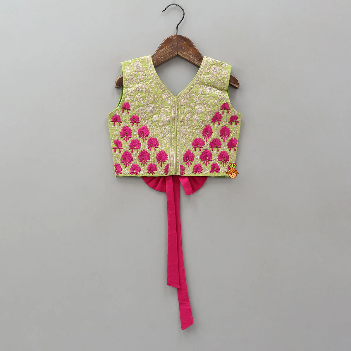 Front-Open Zari Embroidered Top And Lehenga - Image 3
