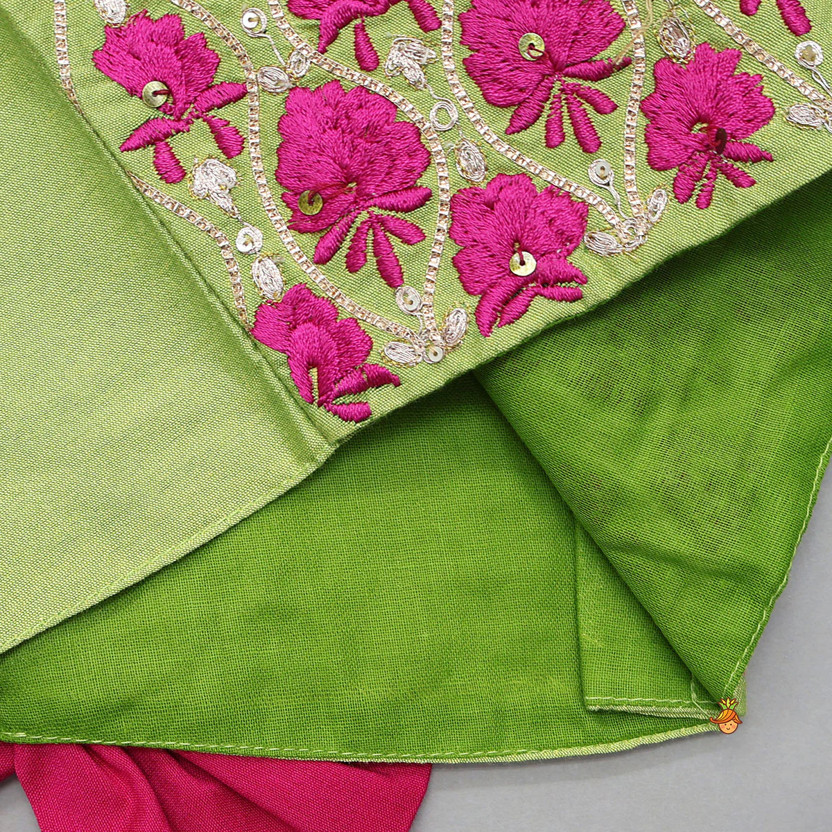 Front-Open Zari Embroidered Top And Lehenga - Image 5