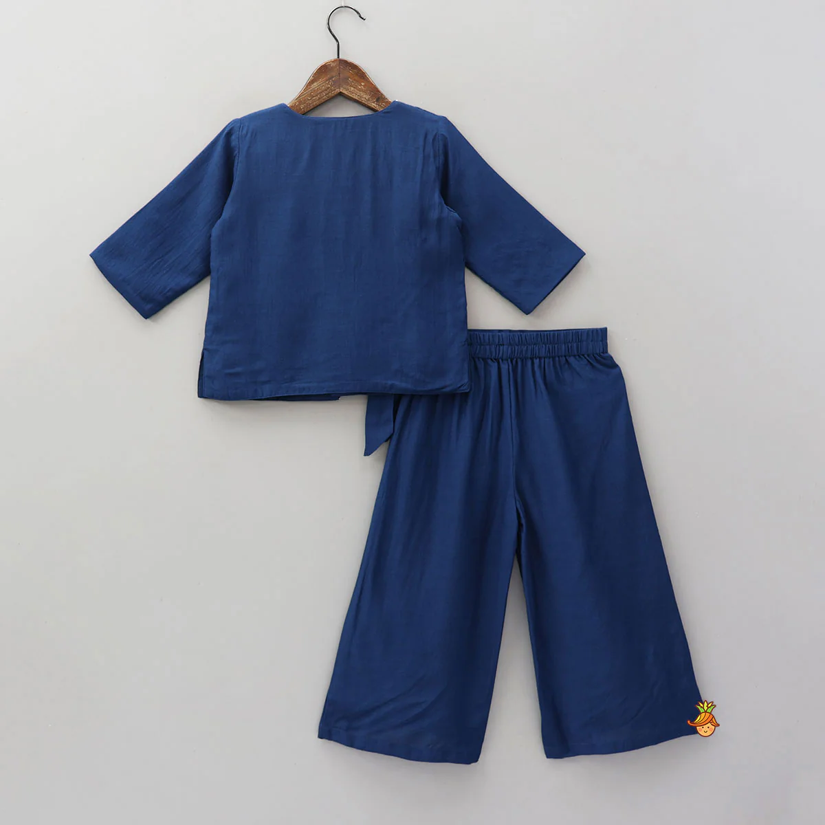 Front Open Tie-Up Embroidered Top And Palazzo Pant - Image 2
